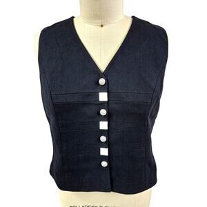 Vtg Sioni Womens Dress Vest Poly/Acetate Satin Lined Sparkle Button Sz 14 NWOT